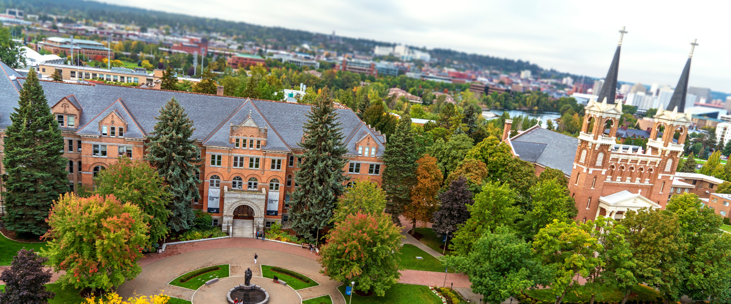 Gonzaga University Aerial View of College Hall and St. Aloysius Church