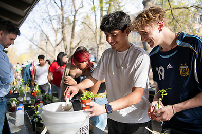 students with plants