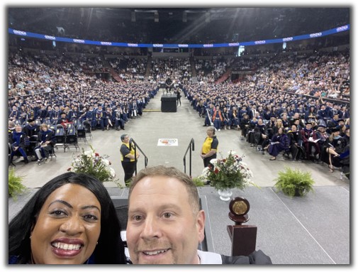 Robin Kelly and Joe Poss Selfie at 2023 Commencement
