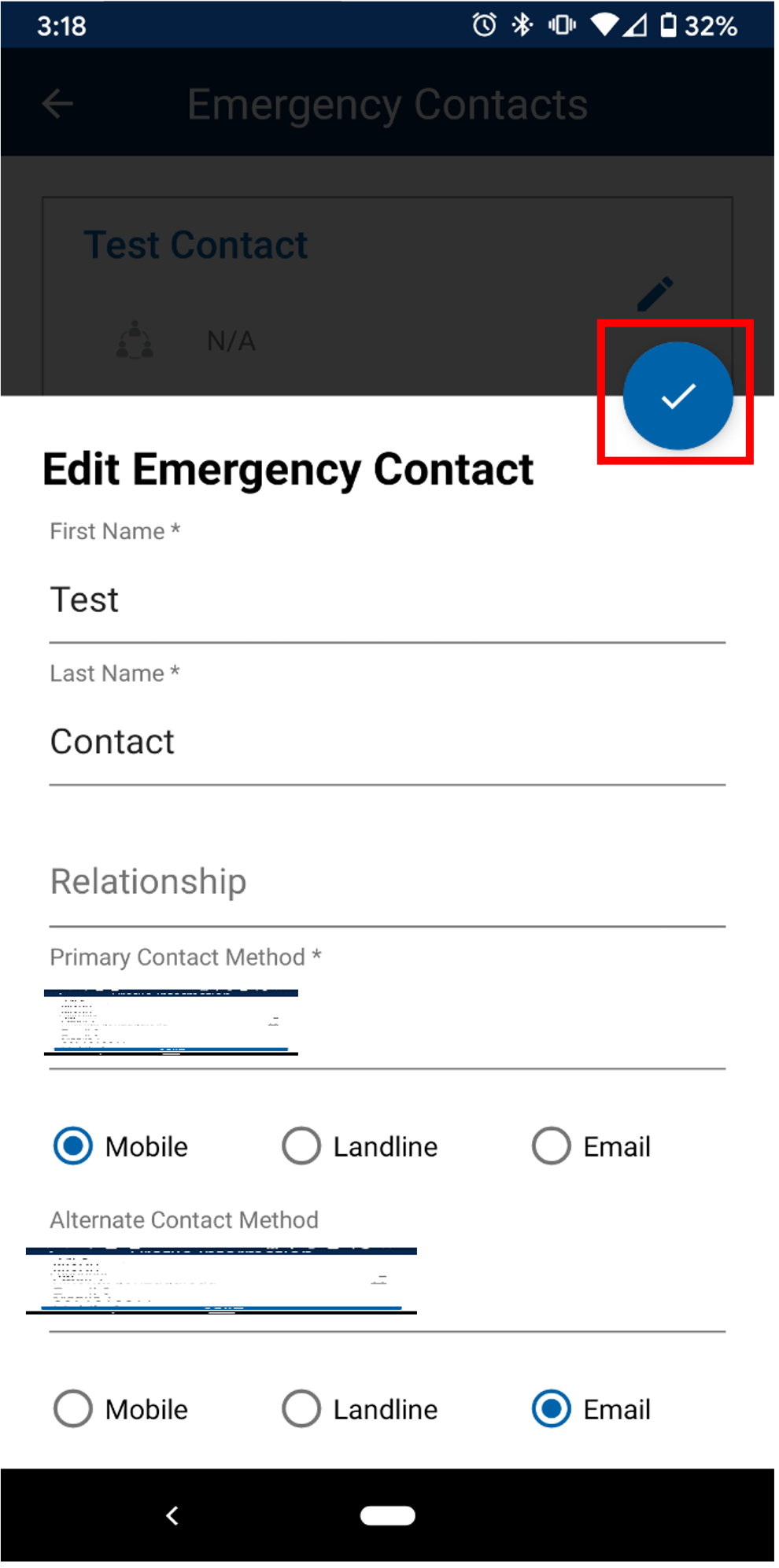 Guardian app edit emergency contact 
