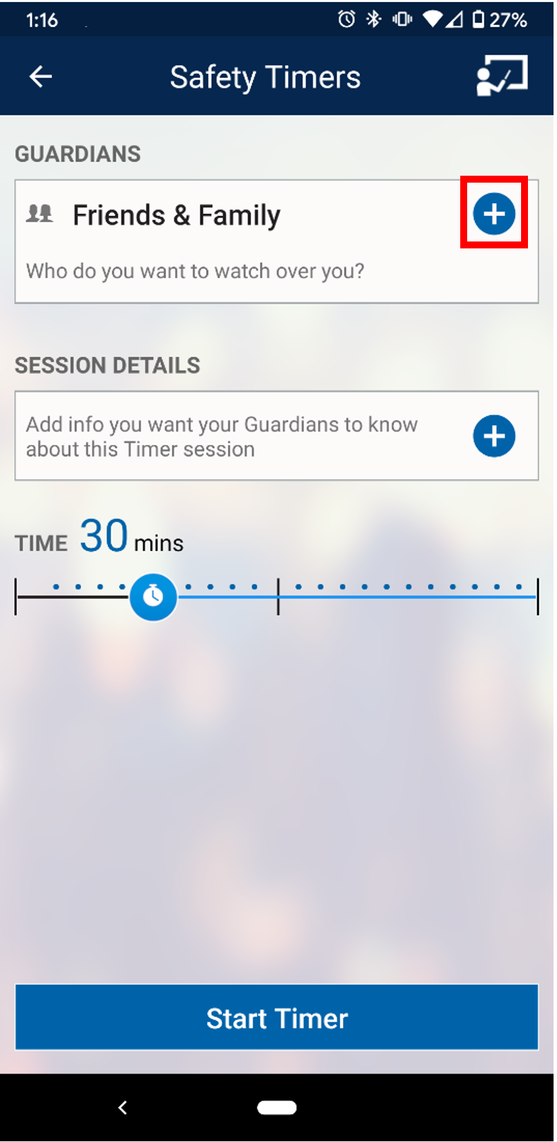 Guardian app add guardians for safety timer feature