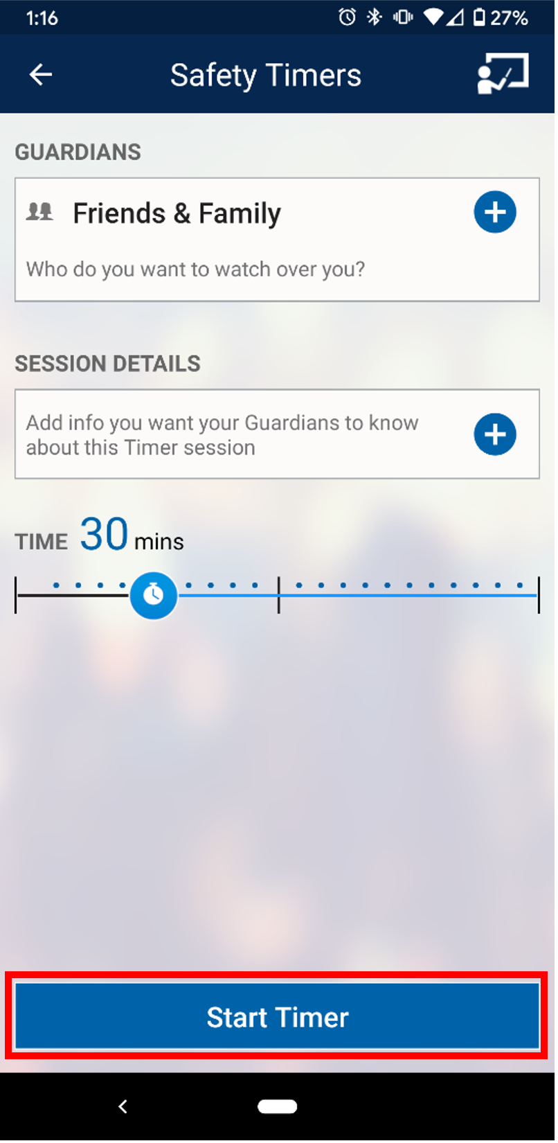 Guardian app start safety timer 
