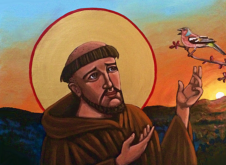 A Bird Preaches to St Francis by Kelly Latimore