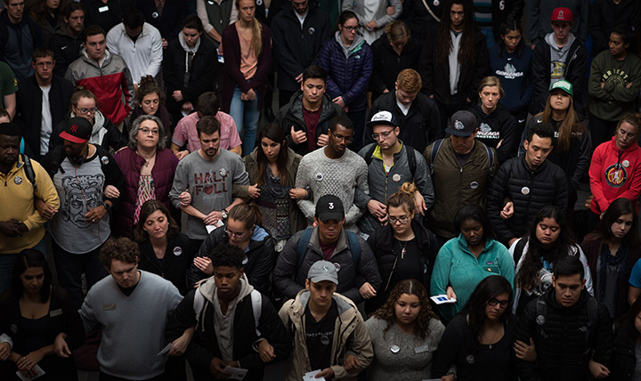 Gonzaga students stand in unity