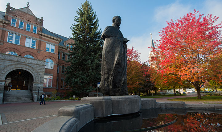 St. Ignatius statue in front of College Hall.