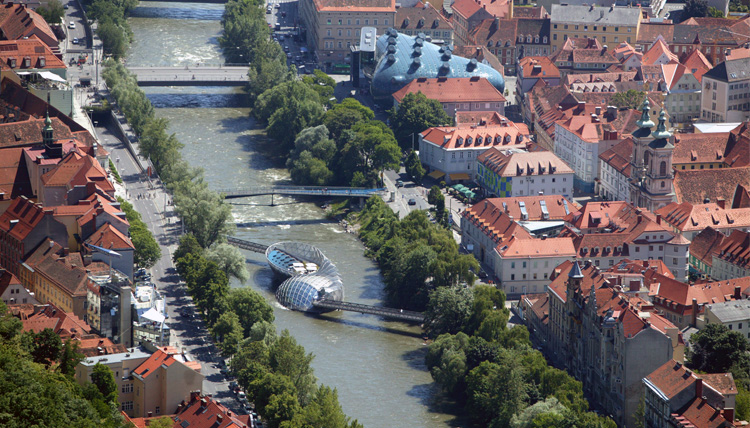 Aerial image of an Austrian city