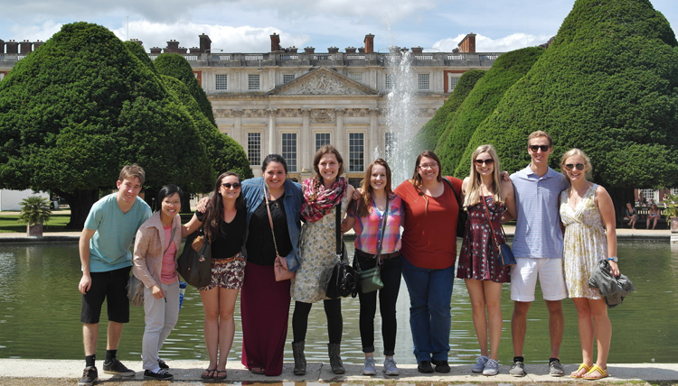 Study Abroad students in front of a building in Austria