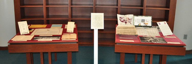 Display of documents books and photos