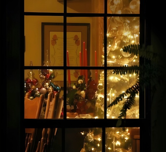 Image of Christmas Scene through a Window