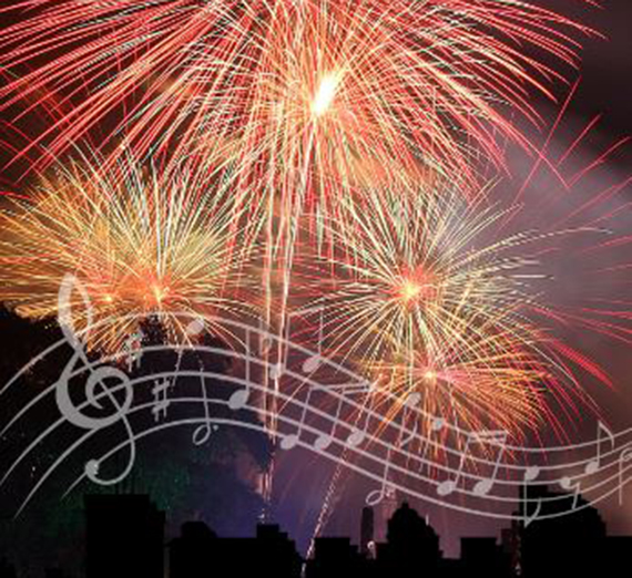 Image of fireworks over a cityscape