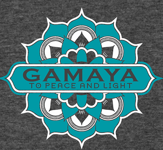 Image of Floral Design with Text "Gamaya: To Peace And Light"