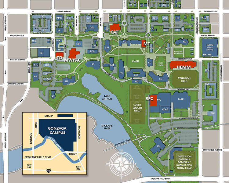Campus map of event locations for ACDA 2020.