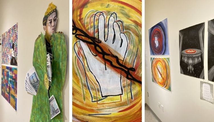 Variety of work from Narrative and Figuration Exhibition in the Shoebox Gallery Nov 2021