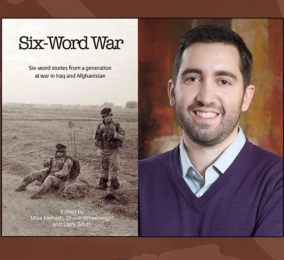 The book titled Six-Word War with an image of author Mike Nemeth