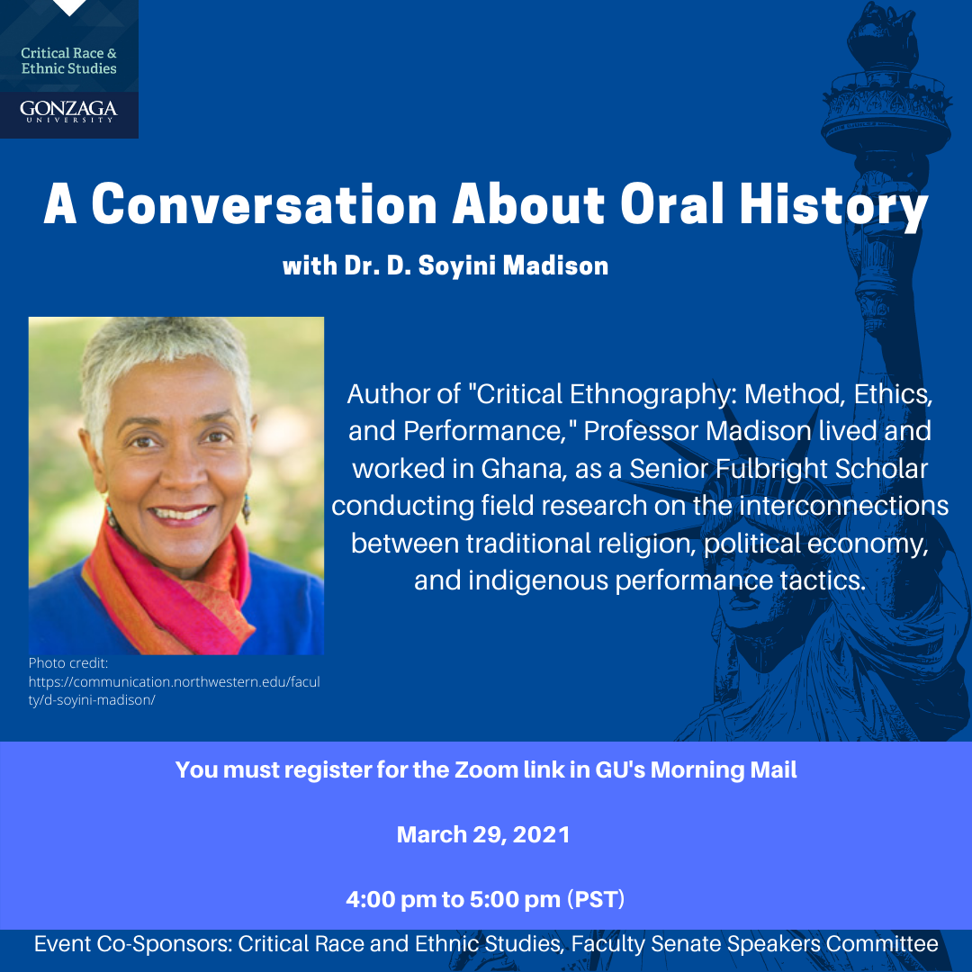 Dr. Soyini Madison - CRES guest speaker on Oral History