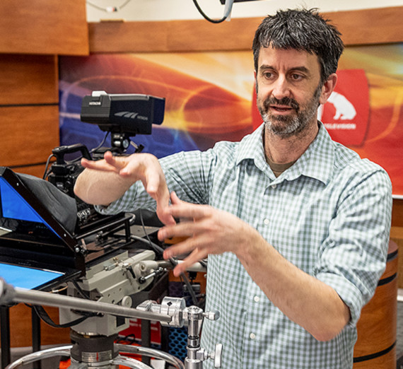 Matt McCormick in the broadcasting studio.