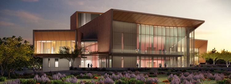 View of the front of the Myrtle Woldson Performing Arts Center.