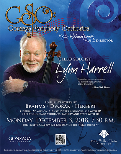Promotional poster for Lynn Harrell, Cello Soloist, performance