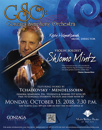 Promotional poster for Shlomo Mintz, Violin Soloist, performance