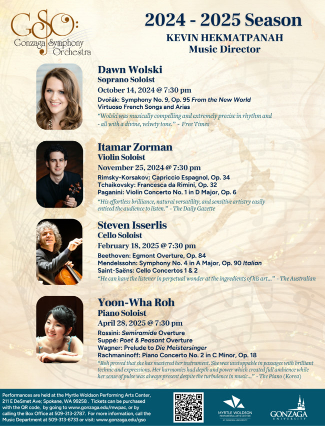 2024-2025 Gonzaga Symphony Orchestra Season Poster