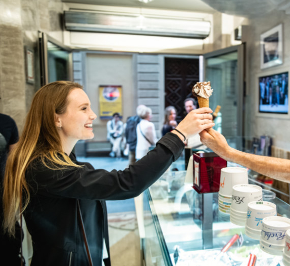 Student receives Gelato while out in Florence