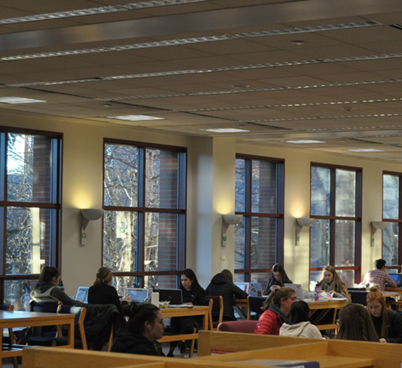 students studying on the main floor