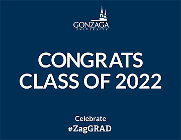 Gonzaga Printable Class of 2022 sign blue background white text.