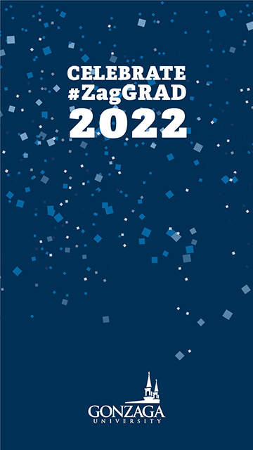 Celebrate Zag Graduate 2022 decorative image with confetti background for Instagram.
