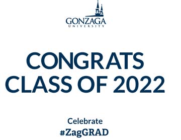 Gonzaga Printable Class of 2022 sign blue text white background.