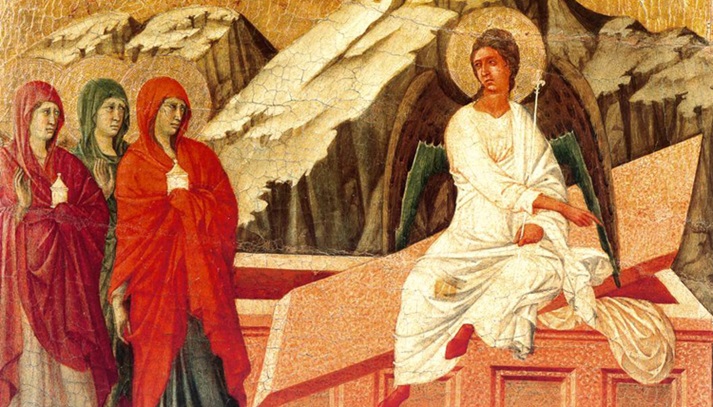 The Three Marys At The Tomb painting - scene 23 by Duccio