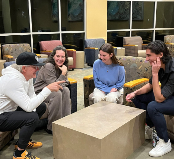 Students in a group meeting