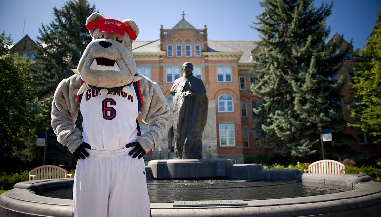 The Gonzaga Bulldog outside of College Hall