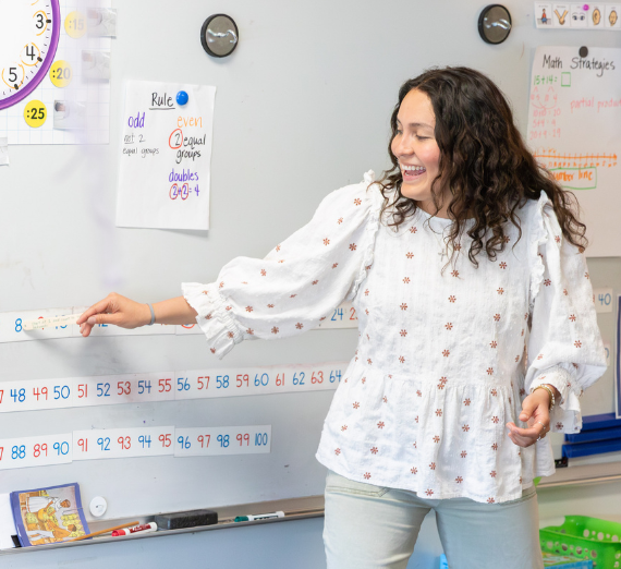 Student teacher leads an activity with students
