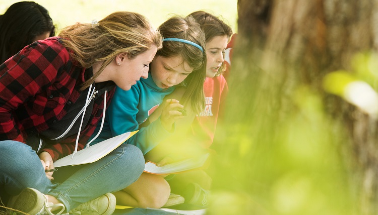 Sitting on the lawn learning
