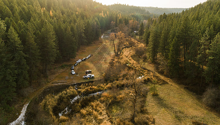 aerial view of creek