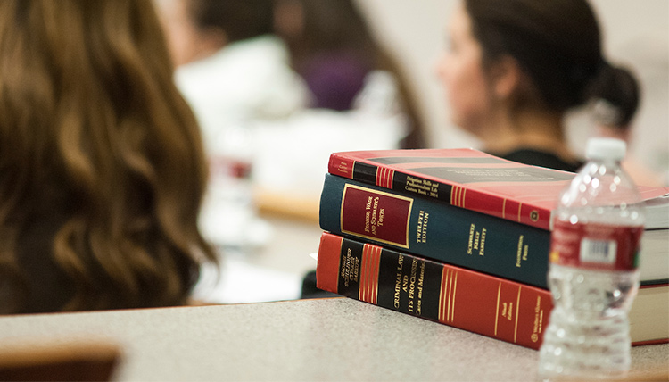 Gonzaga Law books and bottled water