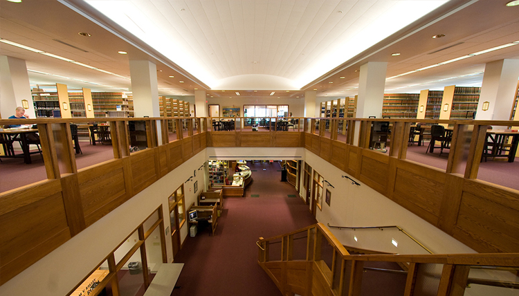 Second floor Chastek Library view