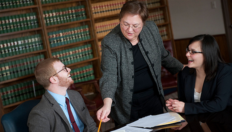 Three people studying together