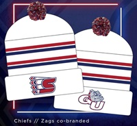 Spokane chiefs and Gonzaga Athletic logos on hats