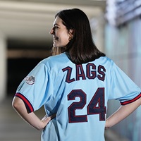 Individual wears Gonzaga Athletics  and Seattle Mariners co-branded baseball jersey