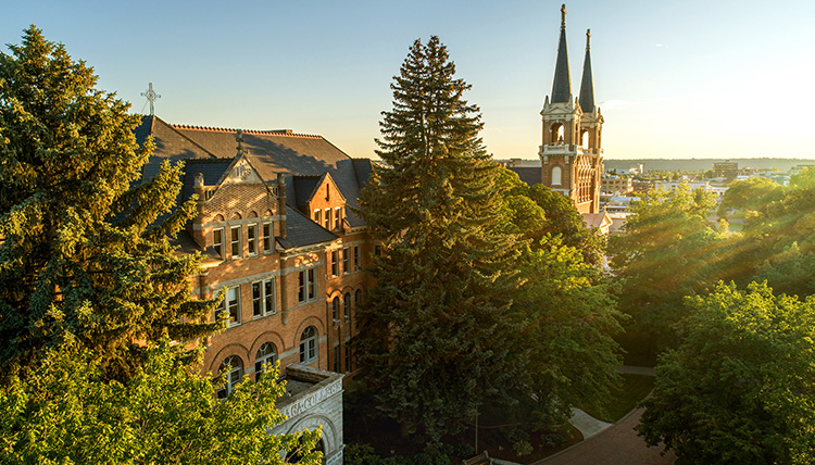 College Hall and St. Als Church on Gonzaga University's campus