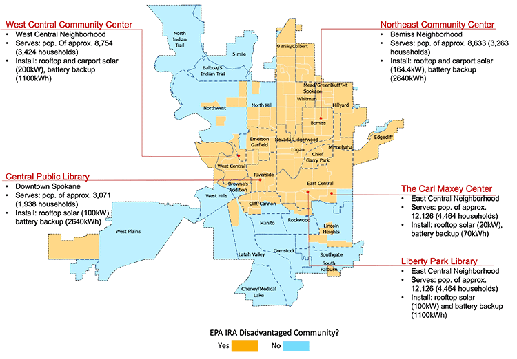 Map that provides information for climate resillience in areas of Spokane county.