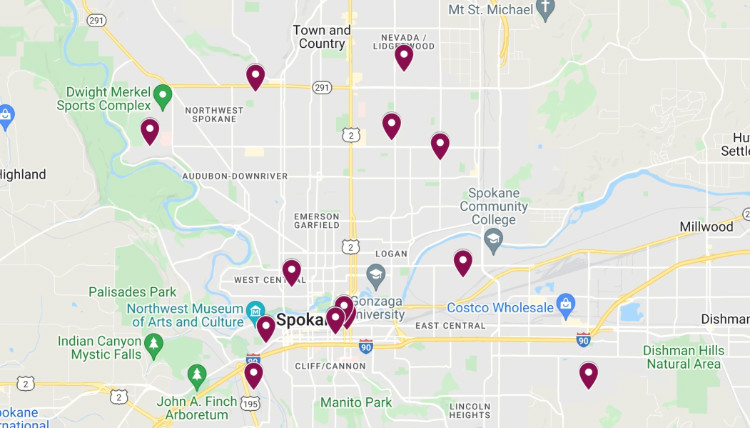 Map of 2021 Heat Dome Deaths in Spokane County