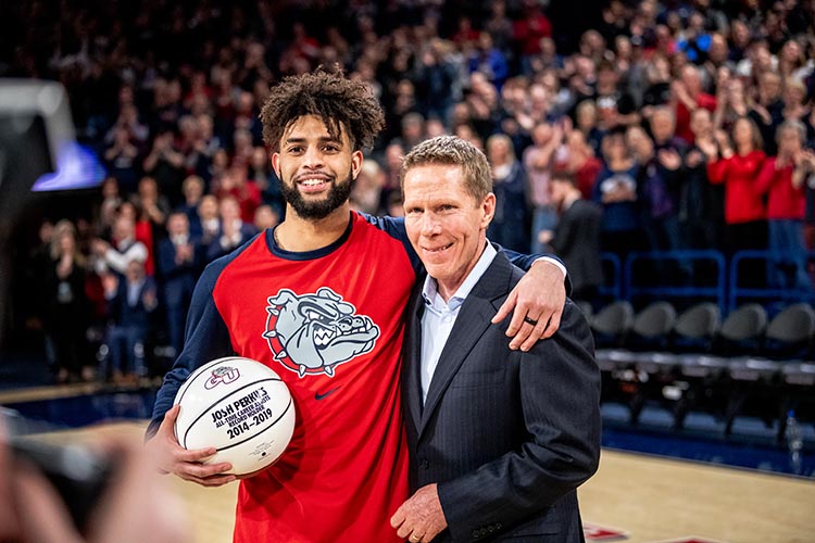 Josh Perkins and Mark Few