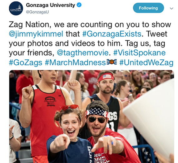 Gonzaga University Tweet