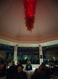 The Gonzaga Red Chandelier at an evening event