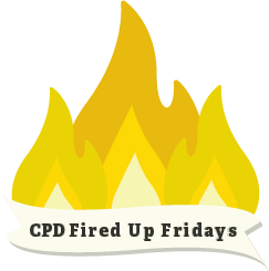 Flames Dance Above a Banner Reading 'CPD Fired Up Fridays'