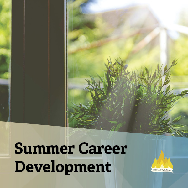 A leafy green plant thrives in front of a sunny window. Underneath, text reads: 'Summer Career Development.'