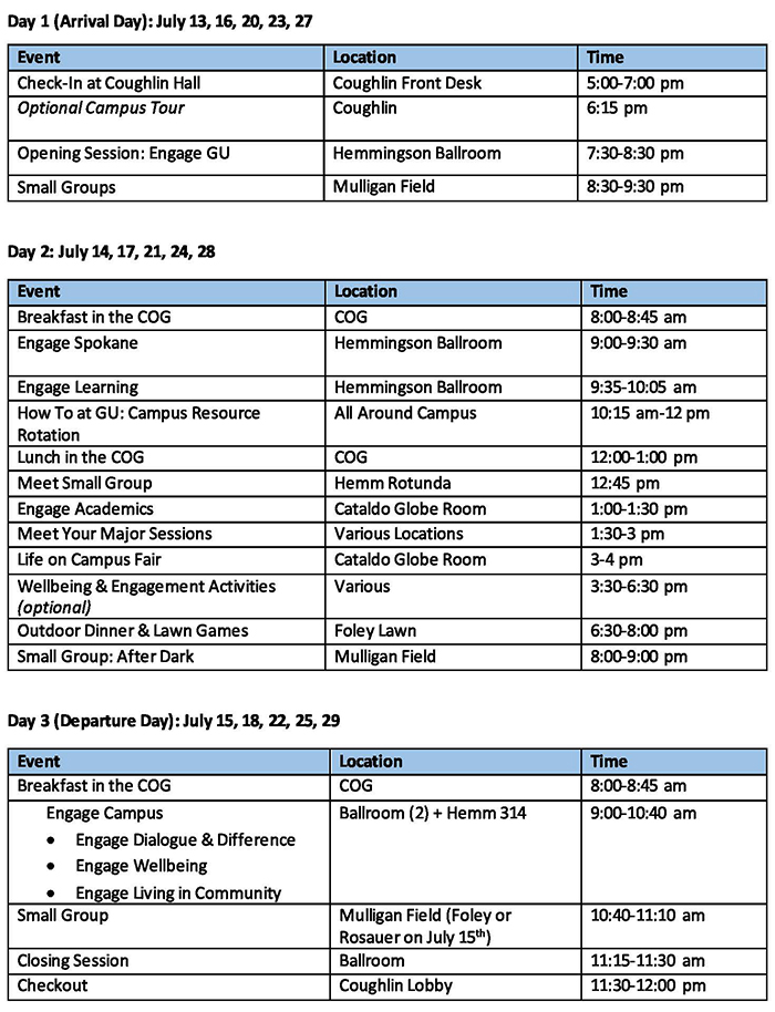 New Student Orientation Schedule 2025