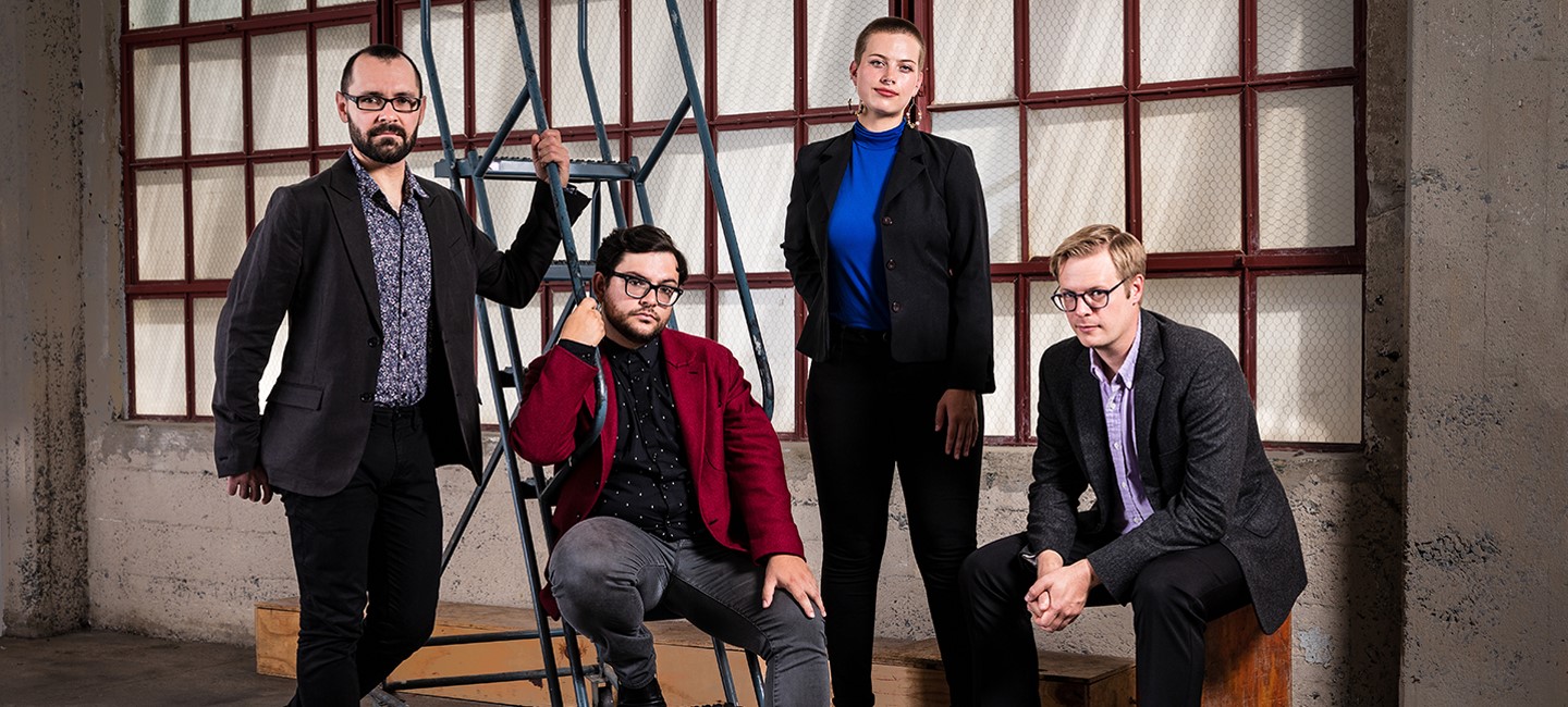 HUB New Music group posed together. 